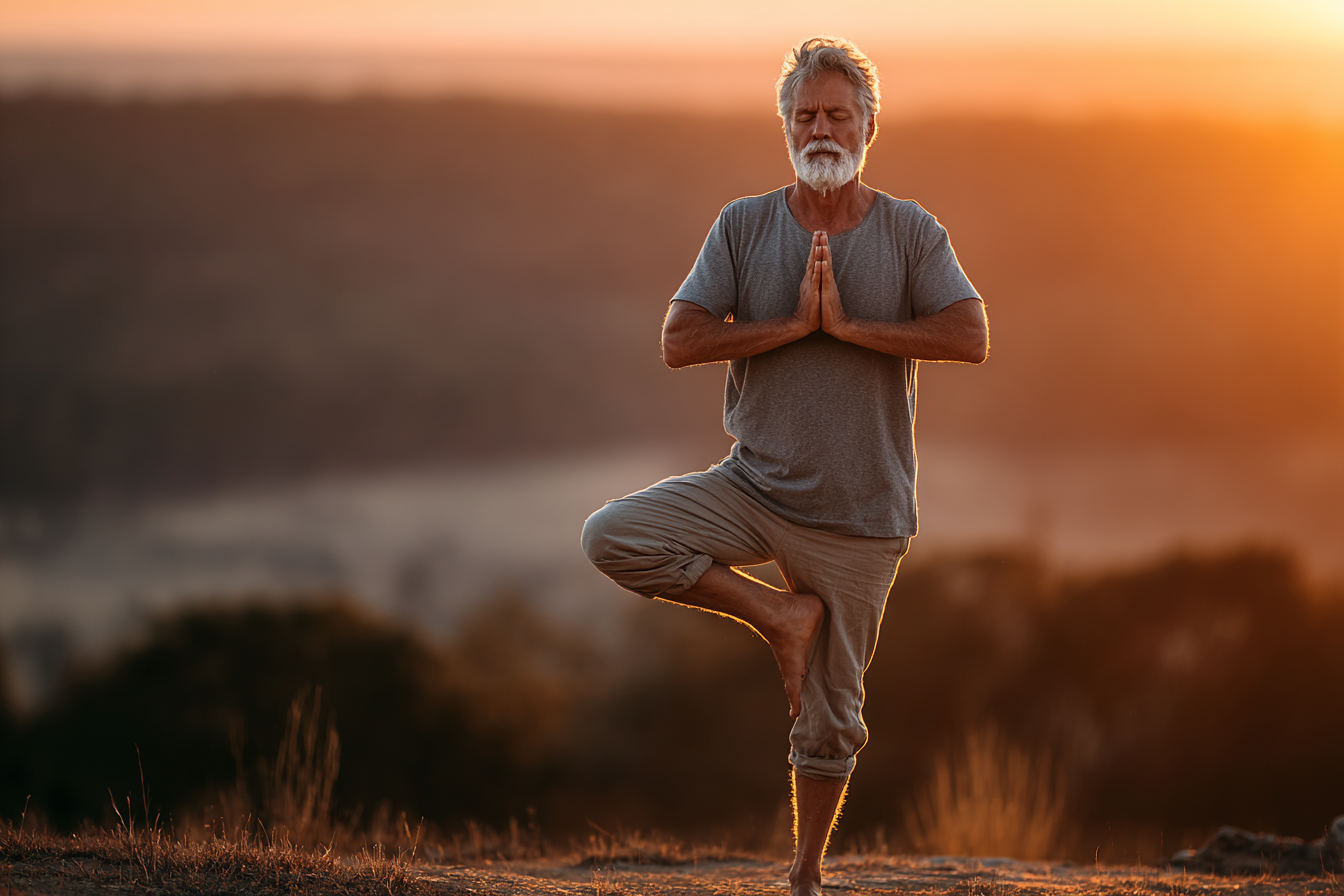 Інструктор йоги працює з людьми старшого віку